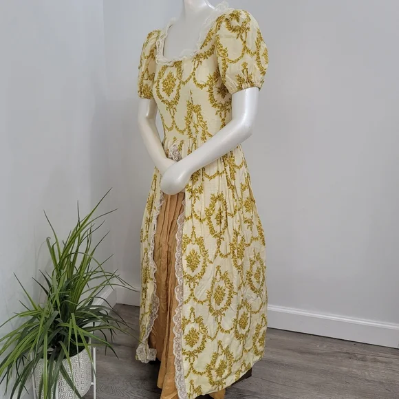 Dresses | Cosplay Regency Dress Yellow Marigold And Cream Color With A  Split Front Lace | Poshmark
